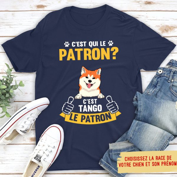T-shirt Unisex Personnalisé - C‘Est Qui Le Patron - Chien Zu verkaufen – Bild 5